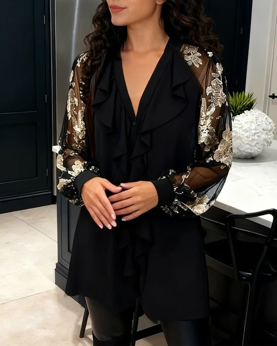 BLUSA GOLDEN TOUCH™ – BRILLO ELEGANTE PARA NAVIDAD Y FIESTAS