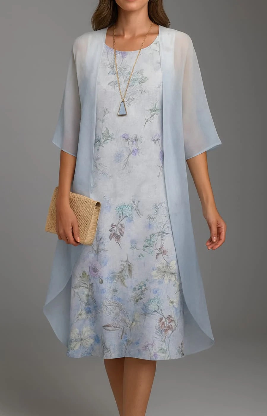 VESTIDO ISADORA ELEGANTE ROMÁNTICO CON ESTOLA