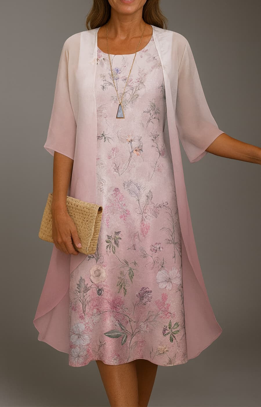 VESTIDO ISADORA ELEGANTE ROMÁNTICO CON ESTOLA