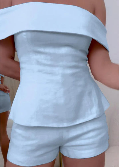 TRAJE DE DOS PIEZAS DE ALGODÓN Y LINO BLANCO SARA