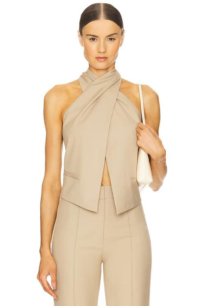 TOP SIN MANGAS CON CUELLO HALTER CRUZADO