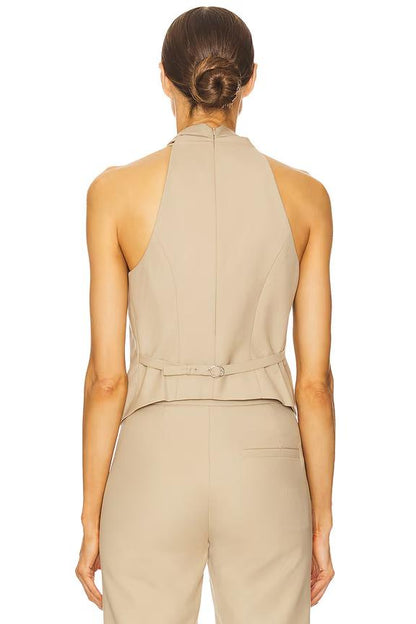 TOP SIN MANGAS CON CUELLO HALTER CRUZADO